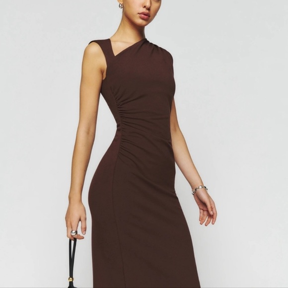 Reformation Amiah Knit One Shoulder Maxi Dress in Cafe Size XL NWT - Picture 11 of 11